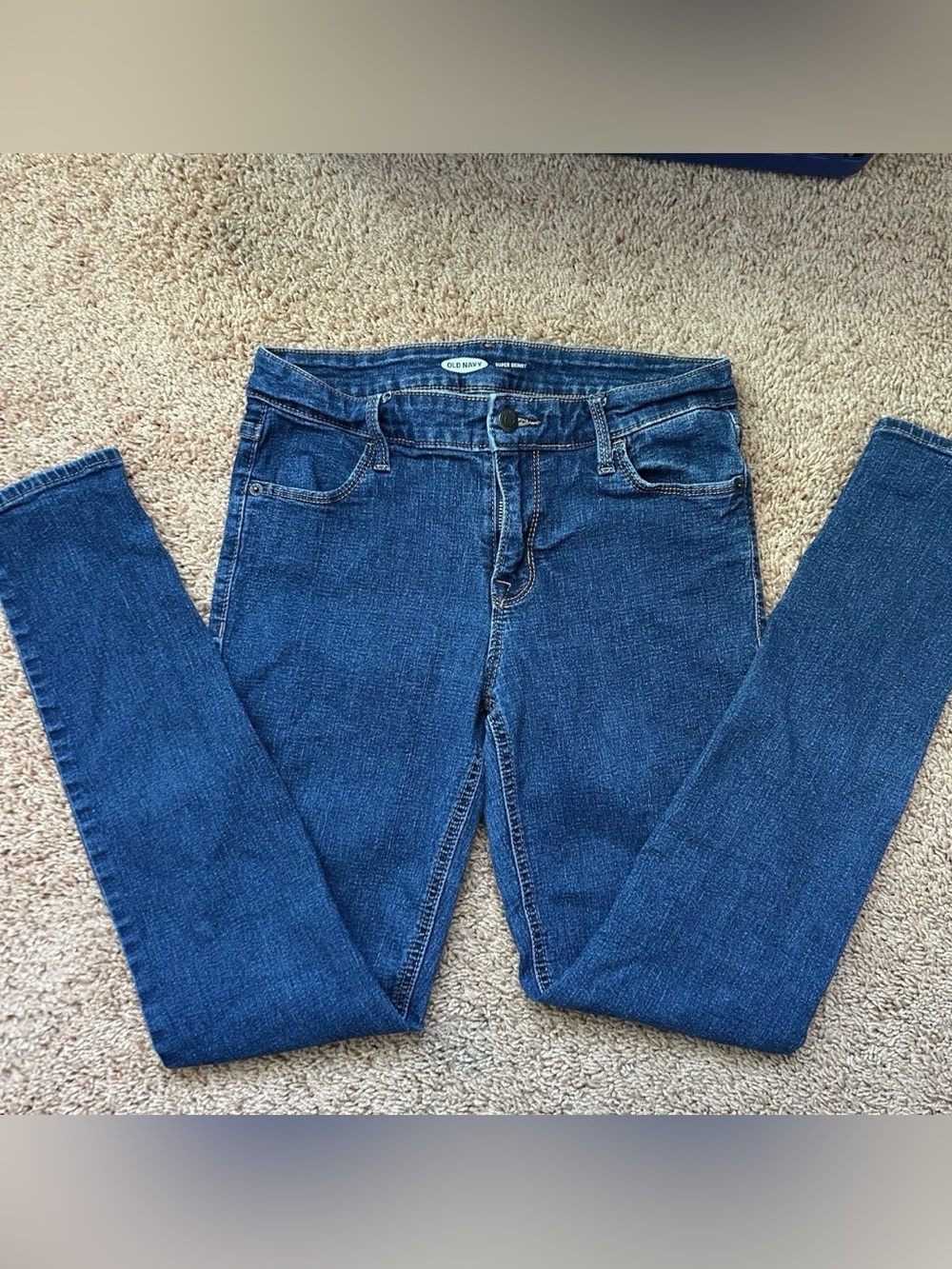 Old Navy Girls Super Skinny Jeans Youth Size 6 Stretchy Waist Medium Wash